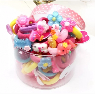 Colorful nylon flower hair bands with plastic box